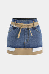 Denim Patchwork Mini Skirt