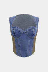 Denim Bustier Patchwork Top