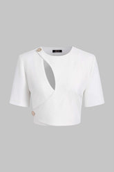 Asymmetrical Cut Out Short-Sleeve Shirt