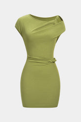 Asymmetrical Twist Knot Hollow Out Mini Dress