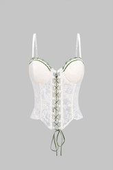 Contrast Trim Lace Corset Tie-Up Cami Top