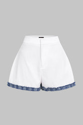 Contrast Zipper Wide Leg Shorts
