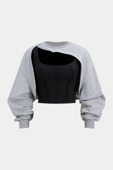 Contrast Asymmetrical Long Sleeve Sweatshirt