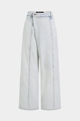 Denim Asymmetrical Straight Leg Jeans