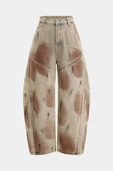 Dirty Denim Wide Leg Barrel Jeans