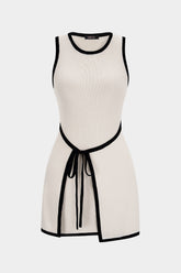 Contrast Binding Tie-Up Mini Dress
