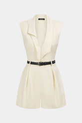 Belted Asymmetrical Sleeveless Romper