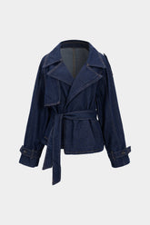 Denim Belted Asymmetrical Outerwear