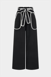 Contrast Binding Pocket Straight Leg Pants