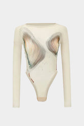 Abstract Print Long-Sleeve Bodysuit