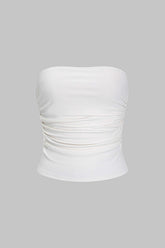 Basic Solid Ruched Tube Top