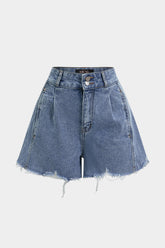 Denim Ripped Wide Leg Shorts