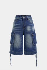 Denim Pocket Tie-Up Shorts