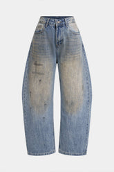 Denim Asymmetrical Wide Leg Jeans