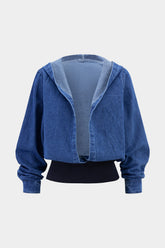 Denim Patchwork Hooded Outerwear