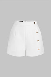 Asymmetrical Button Zipper Shorts