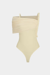 Asymmetrical Twist Knot Ruched Sleeveless Bodysuit