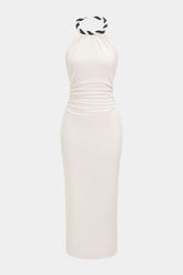 Contrast Twist Knot Backless Sleeveless Maxi Dress