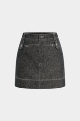 Denim Button Mini Skirt