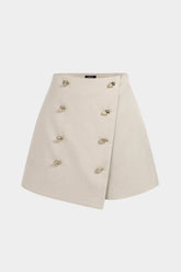 Asymmetrical Metallic Button Skort