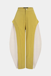 Contrast Button Wide Leg Pants