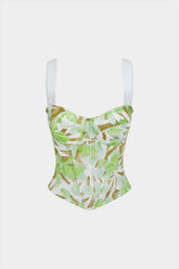 Chiffon Patchwork Jacquard Corset Cami Top