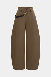 Asymmetrical Metallic Decor Barrel Trousers