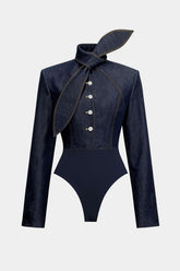 Denim Tie-Up Button Bodysuit