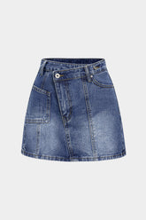 Denim Asymmetrical High Waist Skirt