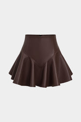 Basic Faux Leather Ruched Mini Skirt