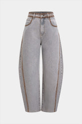 Denim Stitching Washed Pocket Jeans
