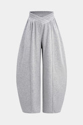 Crossed Shirred Waist Barrel Pants