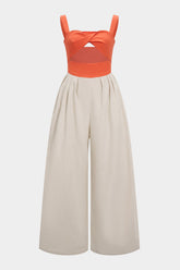 Contrast Cut Out Twist Knot Sleeveless Jumpsuit