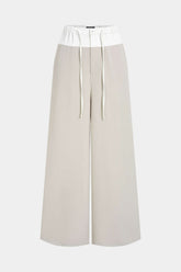 Contrast Drawstring Wide Leg Pants