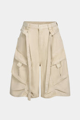 Denim Belted Pocket Shorts