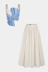 Contrast Knotted Metallic Chain Cami Top And Ruched Skirt Set