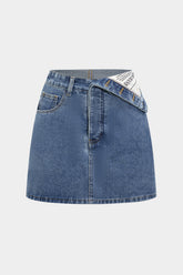 Denim Asymmetrical Pocket Skirt