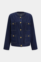 Denim Metallic Button Pocket Outerwear
