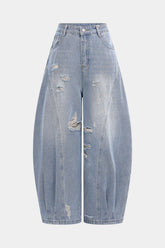 Denim Ripped Wide Leg Jeans