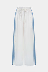 Contrast Satin Tie-Up Wide Leg Pants