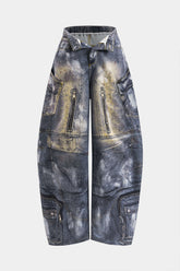 Abstract Print Pocket Barrel Trousers