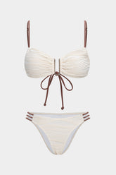 Contrast Tie-Up Bikini Set