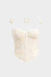 3D Floral Corset Asymmetrical Cami Top