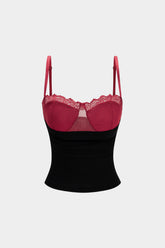 Contrast Lace Trim Backless Cami Top