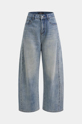 Denim Rhinestone High Waist Wide Leg Jeans