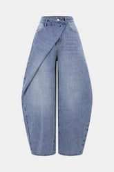 Denim Asymmetrical Barrel Jeans