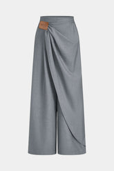 Asymmetrical Ruched Wide Leg Pants