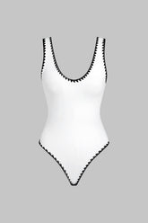 Contrast Binding Backless Sleeveless Bodysuit