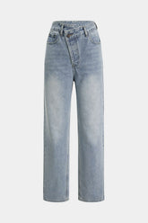 Asymmetric Waist Straight Leg Jeans