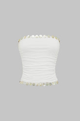 Button Ruched Tube Top